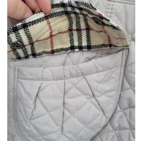 HP Miju Beige Quilted‎ Lined  zip and Snap Hooded Parka Jacket - Picture 10 of 16